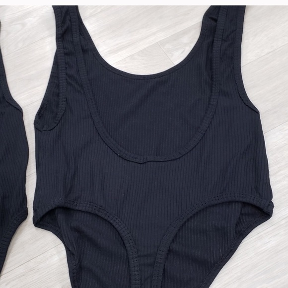 Last 1! Black rib highleg thong bodysuit lowback - Picture 4 of 6